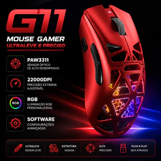 MOUSE Gamer Sem Fio G11 RGB 22000DPI 1khz software 400mah Ergonomic BT 2.4G USB Baixa latência 67g notebook PC Win Mac