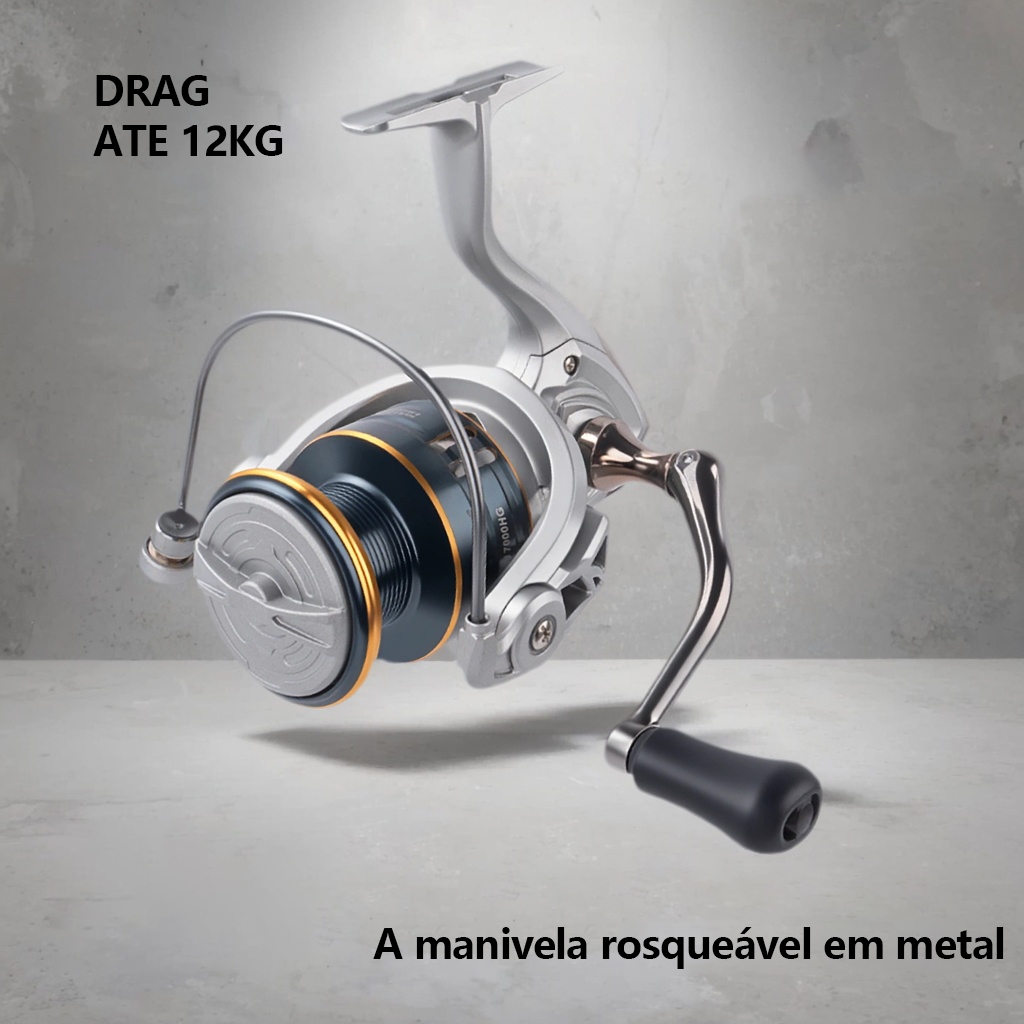 Molinete DEUKIO NJ6000/7000 4+1BB Rolamentos 12kg Arrasto Manivela Direito/Esquerdo dois guias+Engrenagem redutora