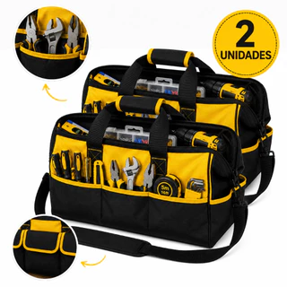 Kit 2 Malas Bolsa de Ferramenta Multiuso Portátil Base Reforçada Lona com 16 Bolsos Profissional Eletricista