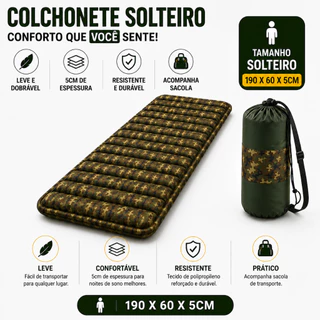 Colchonete Camping Camuflado Colchao dobravel Saco De Dormir Pesca Acampamento Retiro Trilha C/ Saco De Trilha C/ Saco