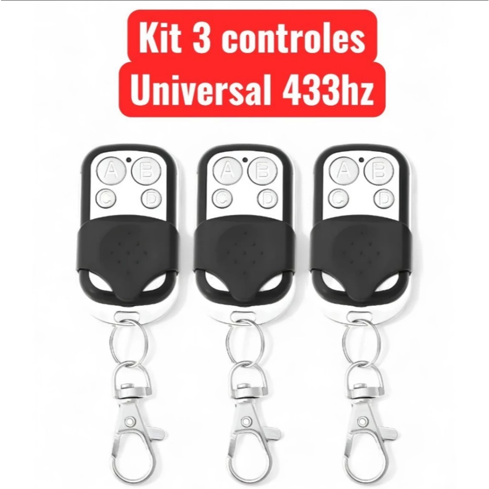 Controle Remoto Compatível 433Mhz Portão Electrónico Garagem 4 Botões Residencial