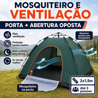 Barraca de Camping 3 Pessoas Automática Oxford com Mosquiteiro 2x1,5m