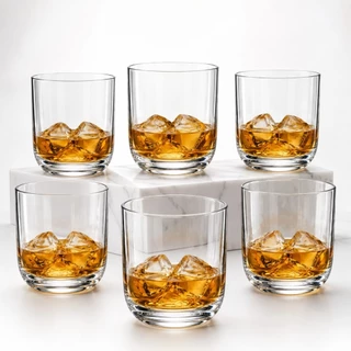 Jogo de Copos 6 ou 12 Cristal Bohemia Crystal Umma 330ml Copo Baixo para Whisky, Uísque e Coquetéis