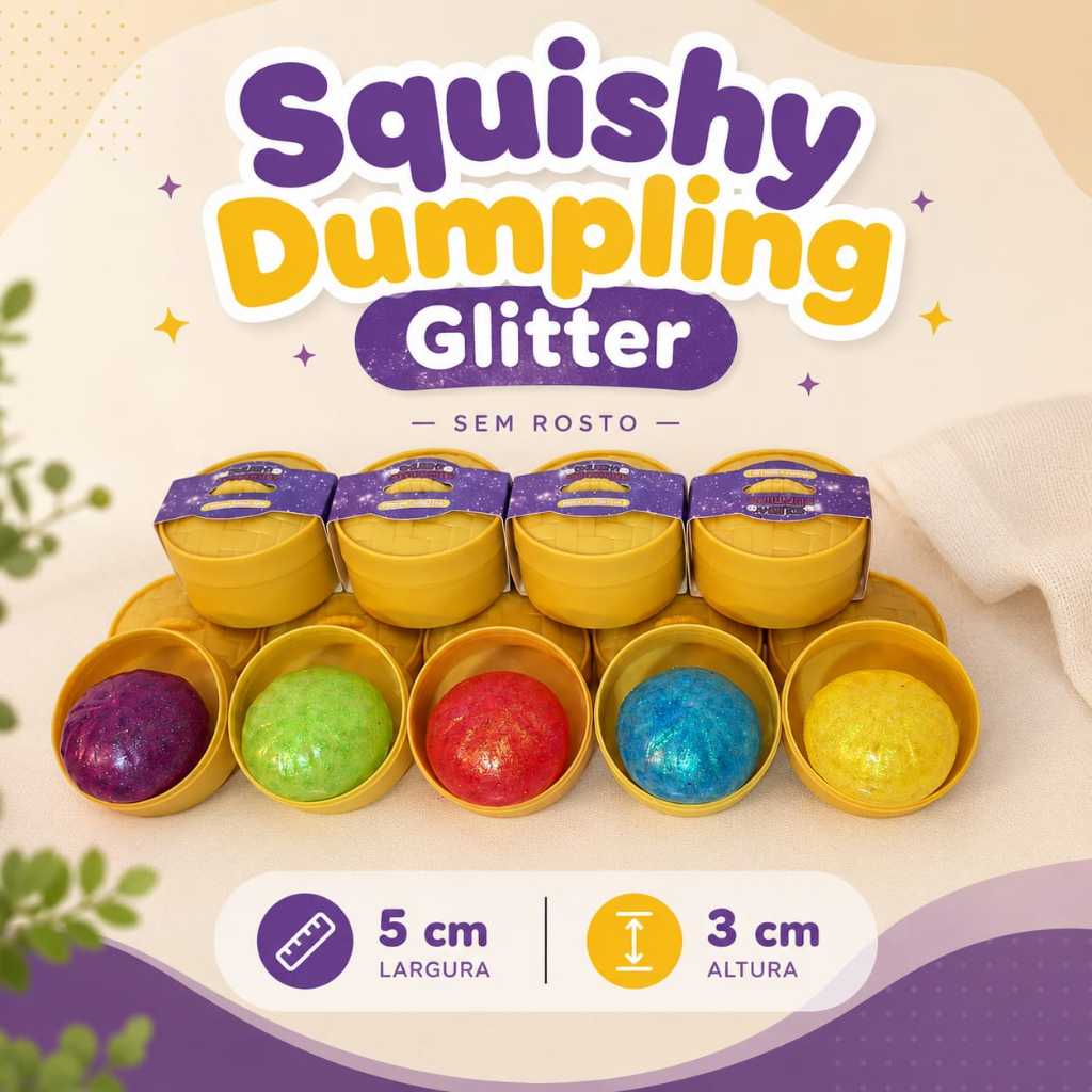 Squishy Dumpling Glitter sem rosto | Shopee Brasil