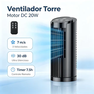 Ventilador De Torre Ventilador Silencioso Hivento, 3 configurações de velocidade, Com Controle Remo 60hz Preto 127v
