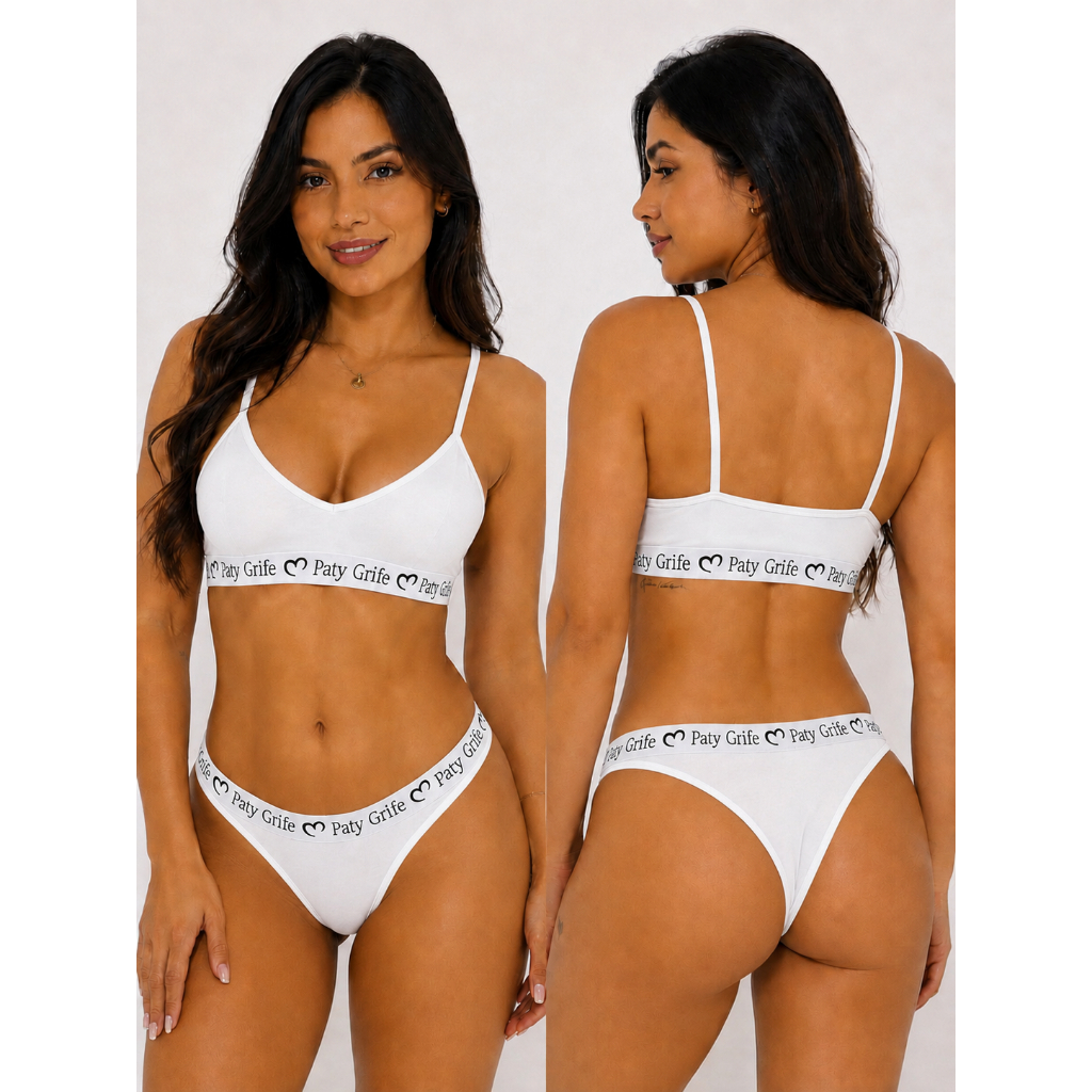 KIT Com 5 Conjuntos de Lingerie Sem Bojo Paty Grife Em algodão Atacado