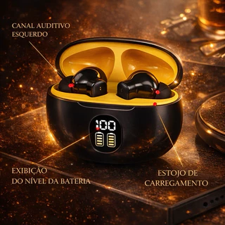 Fones de ouvido Bluetooth sem fio TWS 9D com tela sensível ao toque digital e fones de ouvido esportivos