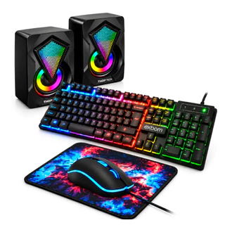 Kit Teclado Gamer Rgb ABNT + mouse Gamer 2400 Dpi ajustavel + Caixa de Som + Mouse Pad
