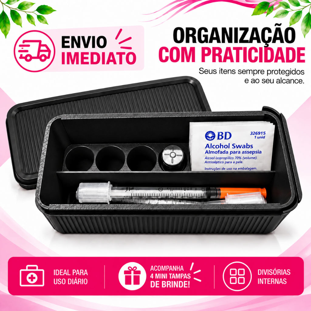 Organizador Porta Ampolas Estojo Compartimentos Compacto Seguro ...