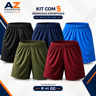 Kit 5 Bermudas Masculina Todas As Cores Short Calção Futebol Academia Praia Caminhada Lazer