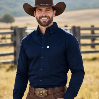 Camisa Laredo Country Comfort Manga Longa Bolso Spandex