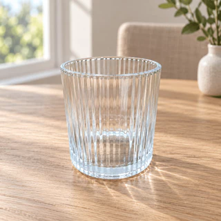 Jogo de Copos 12 PEÇAS Vidro CANELADO 340ml Transparente Bar Restaurante Whisky Drinks Bebidas