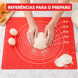 Tapete de Silicone para Massa Portátil com Pronta Entrega com Medidas Círculos Antiderrapante para Pão Bolo