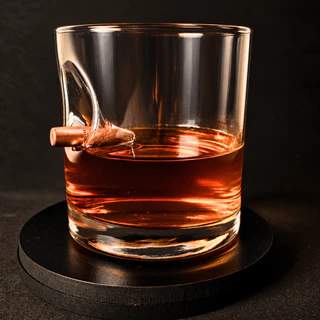 Copo De Whisky Com Projétil.308 Incorporado 300ml Com Caixa
