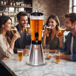 Torre De Chopp 3,5 L Copo Acrílico + 2 Bastão Congelante Gira 360 - Beer House