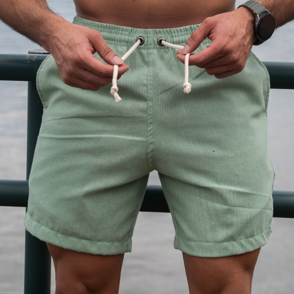 Short Linho Masculino Moda Praia Bermuda Verão - Slim