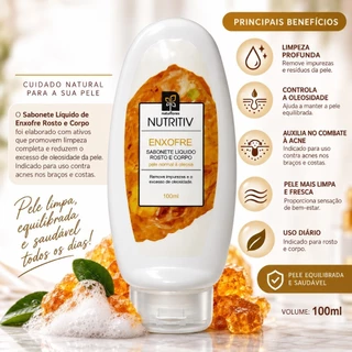 Sabonete Líquido com Enxofre 100ml para Rosto e Corpo Nutritiv Natuflores