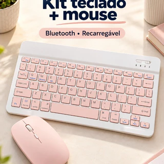 Teclado e Mouse Bluetooth Sem Fio 10 Polegadas - Conexão Multisistema e Portabilidade