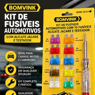 Kit Fusível, Alicate E Testador Pra Carro 3a A 30a Bomvink Gama De Voltagem 3.3v