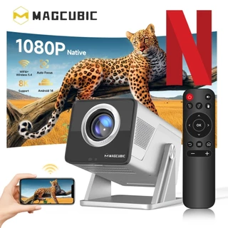 Projetor Magcubic X7 Android 14 1000 ANSI 1080P Foco Automático Controle por Voz WiFi 6 Bluetooth 5.4 Home Theater
