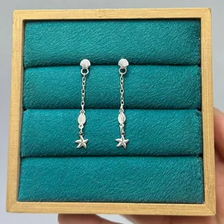 Brinco Feminino de Prata 925 Concha com Corrente Búzio e Estrela do mar em Oferta na Shopee