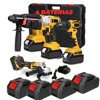 Kit 4em1 Ferramentas Martelete Esmerilhadeira Lixadeira Parafusadeira Chave Impacto Bateria 96v em Oferta na Shopee