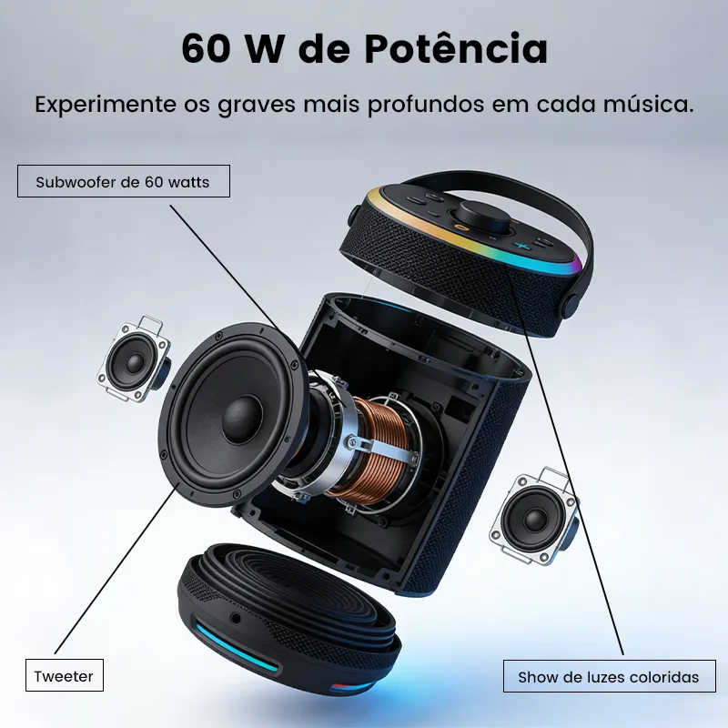 Caixa de Som 60W Bluetooth Portátil Potente Imenso IMS-X30A