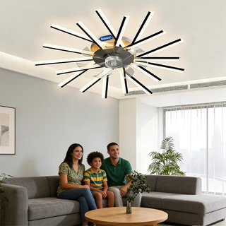 Intelar Ventilador De Teto 140W Com Led Lâmpada Com Controle Remoto Baixo Ruído 92cm 110V-220V Preto em Oferta na Shopee