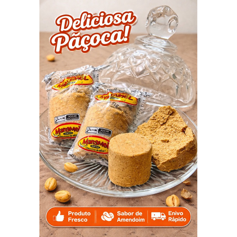 Paçoca Tradicional em rolha rolhão Pote 1,1kg com 20 Unidades – Doce de ...