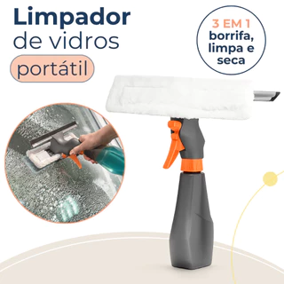 Limpa Vidro Borrifador Spray 3 em 1 Lava e Seca Reservatório Portátil 250ml em Oferta na Shopee