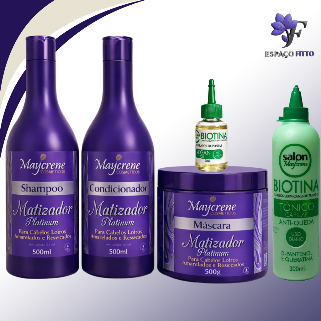 kit Matizador Platinum + tônico capilar+ óleo biotina 30 ml