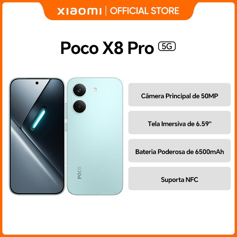 LANCAMENTO CELULAR XIAOMI POCO X8 PRO 5G NFC 256GB OU 512GB VERSÃO GLOBAL FONTE RAPIDA COM CAPINHA