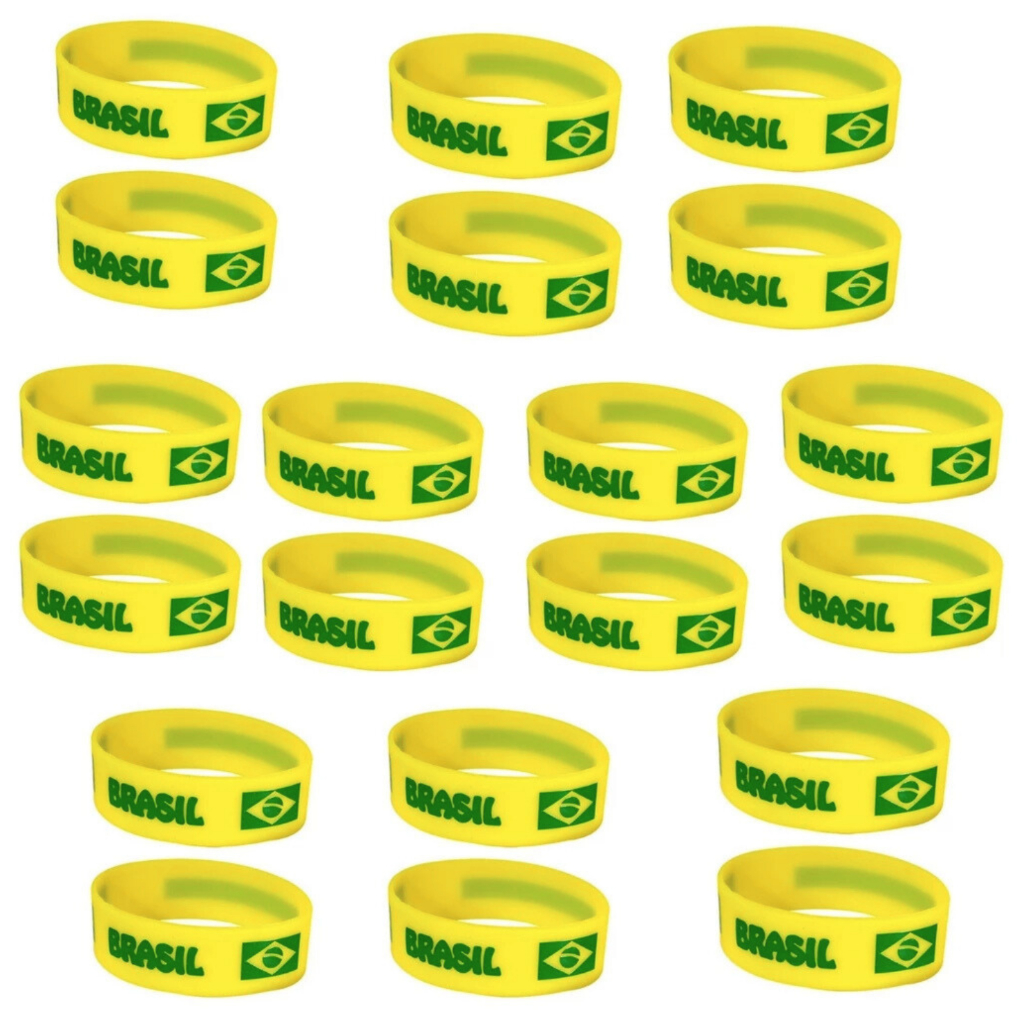 Kit 20 Pulseira de Silicone do Brasil Bandeira Verde Amarelo  Acessório Copa, Futebol, Estilo Patriota em Oferta na Shopee
