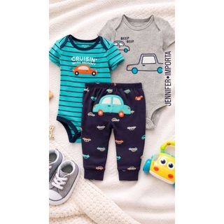 Conjunto Trio Body Calça Bebê Menino Carros Carter´s em Oferta na Shopee