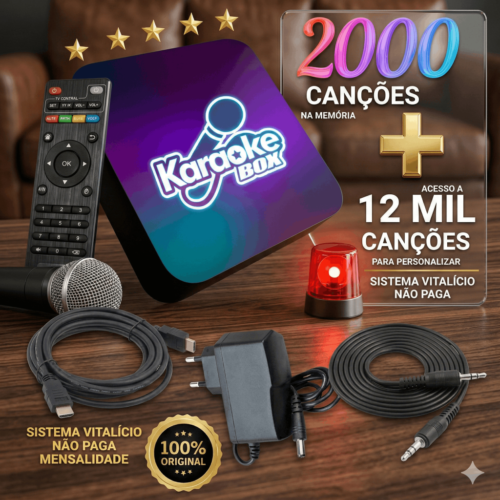 Karaoke Box Videoke Com Pontuação +2Mic + 2000 Canções + 12Mil Musicas ...