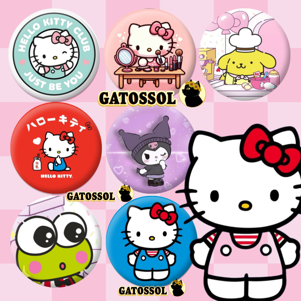 Hello Kitty Bottons 4,5 cm Anime Desenho Bottom/botton - Boton - Broche ...