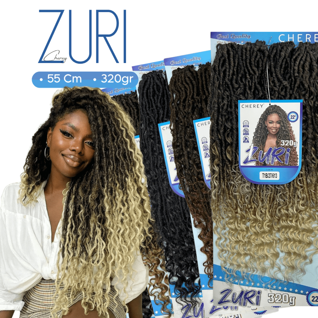 Cherey Crochet Braids Zuri Cabelo Sintético Dread com Cachos 55cm