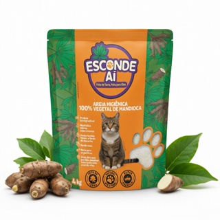Areia de Mandioca para Gatos 4kg Esconde Ai Biodegradável