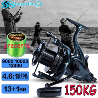 Sougayilang💪Molinete de Pesca Metálico 13+1 Rolamentos, Arrasto Máximo 150KG, Punho EVA | Molinete para Lançamento Longo