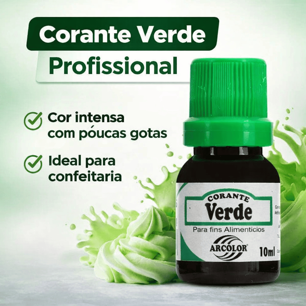 Corante Verde Alimentício Arcolor 10ml Líquido Forte Para Bo