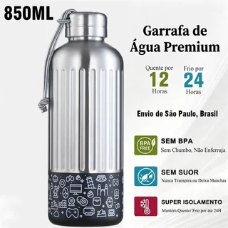 Garrafa Térmica 850ml 316 Duplo Aço Inox Portátil Esportiva Copo