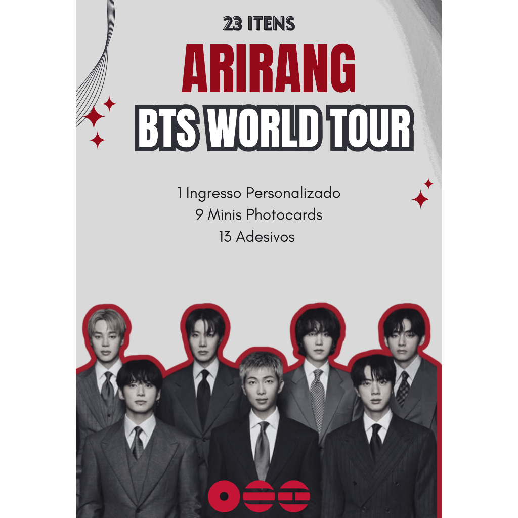 KIT BTS WORLD TOUR ARIRANG - INGRESSO PERSONALIZADO + MINI CARDS +