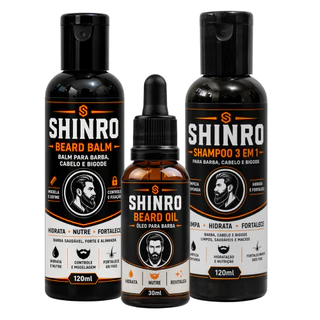Kit Barba Shampoo 3 em 1 Balm e Óleo 30ml Maciez Brilho e Controle