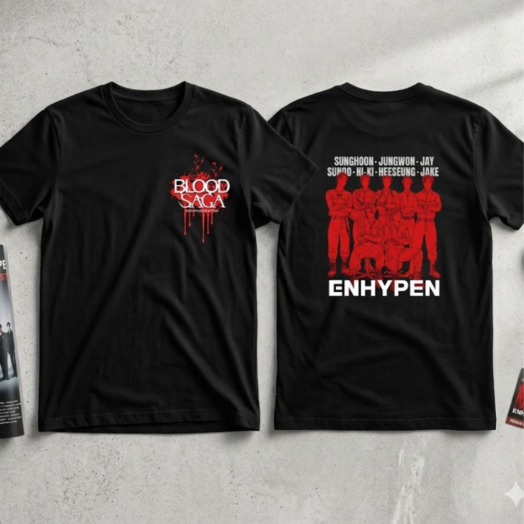 ENHYPEN blood saga Tシャツ Sサイズ Camiseta Enhypen Blood Saga World Tour Kpop Algodão Premium DTF