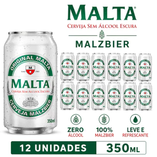 Cerveja Malta Malzbier 350ml Sem Álcool Lata Kit 6, 12 ou 24 Unidades bebida Preta Doce