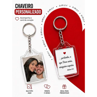 Chaveiro personalizado frente e verso, sua foto de um lado a arte do outro | Presente personalizado namorados