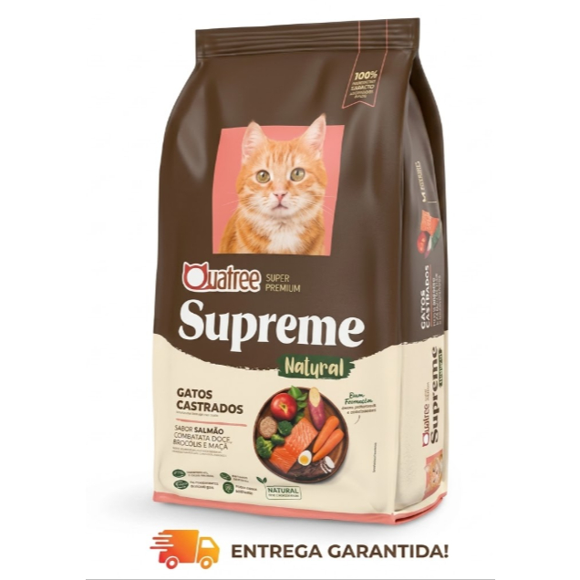 Ração Quatree Supreme Gato Castrado Salmão e Batata Doce 10,1 kg SEM TRANGENICOS NATURAL ENVIO RAPIDO ORIGINAL
