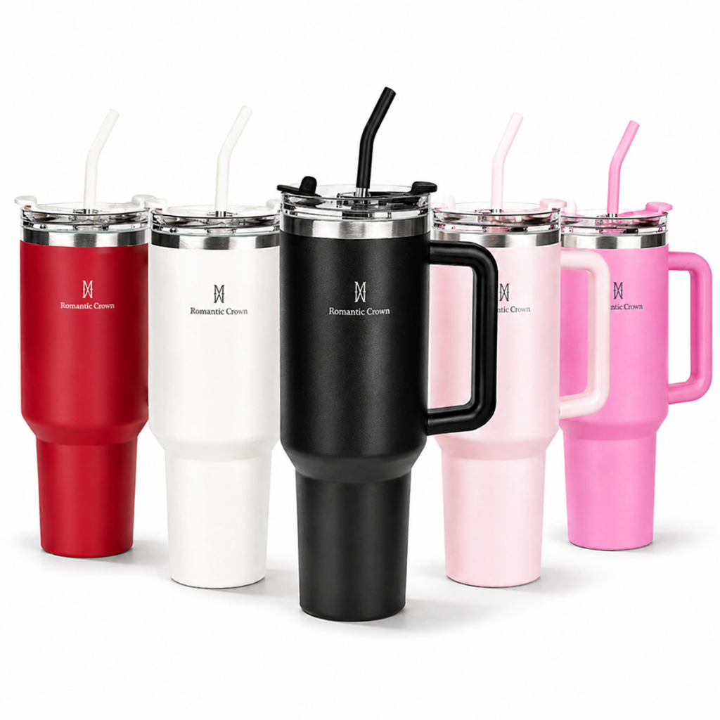 ROMANTIC CROWN Copo Térmico Portátil 1200ml/600ml com Tampa e Canudo Garrafa Térmica Inoxidável À prova de vazamentos | Shopee Brasil