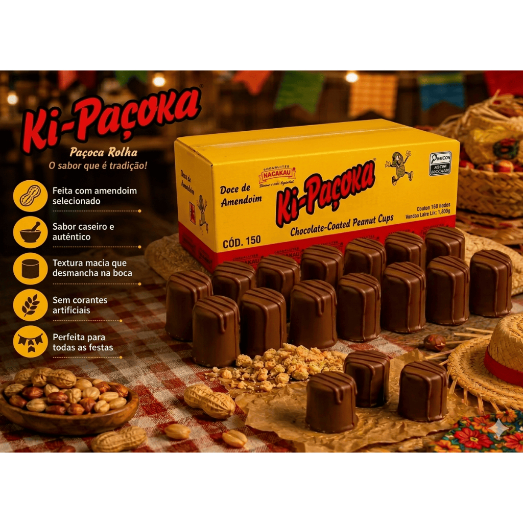 Paçoca Rolha 100 Unidades 2kg Paçoquinha Rolhinha Doces Cobertura ...