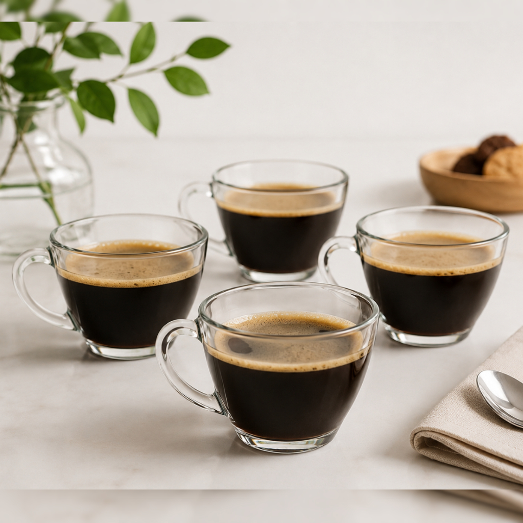 Jogo De Xícaras Lisa Em Vidro Conjunto Kit Canecas Café Expresso
